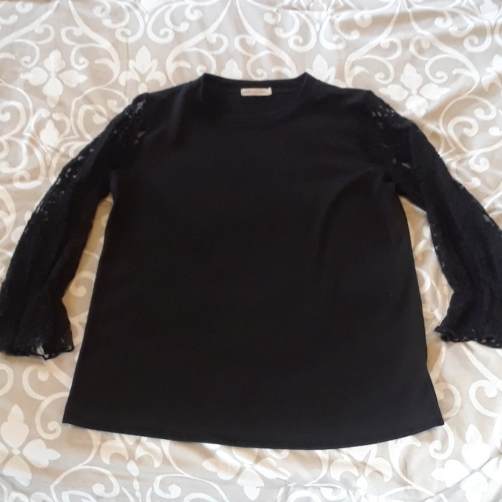 Lace sleeve sweater